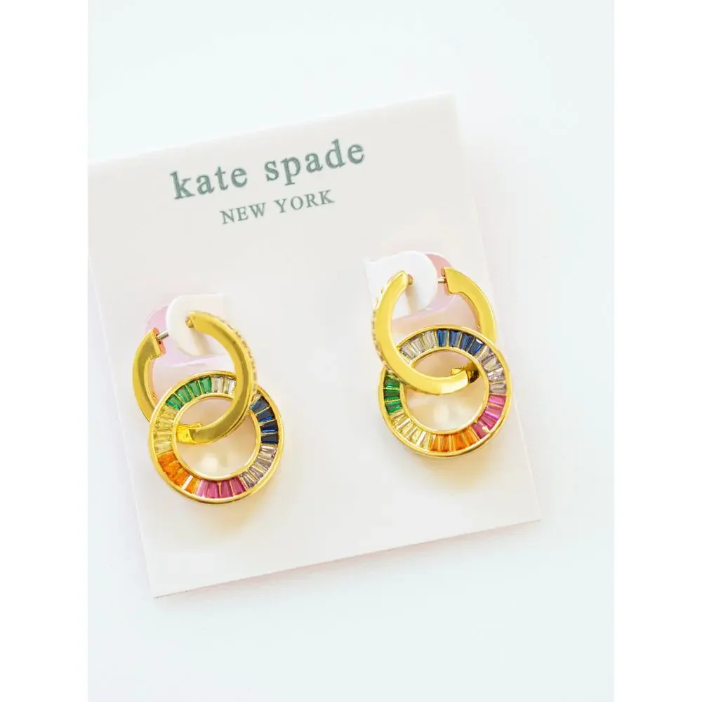 Kate Spade Rainbow Joy Drop Crystal Huggies Earrings